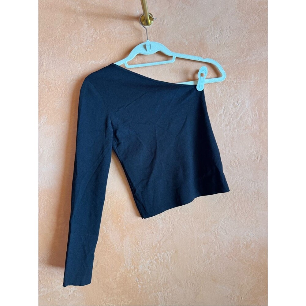 & Other Stories One Shoulder Cutout Crop Top Minimalist Stretch Top